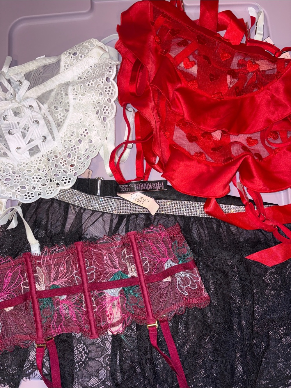 6 XS/SM NWT VICTORIAS SECRET rhinestone/garter belts lingerie sexy date panties